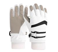 Risipu Guanti da sci invernali per bambini, impermeabili, caldi, in pile, resistenti alla neve, guanti da snowboard e per il freddo, per bambini dai 4 ai 12 anni (bianco, L)