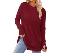 Risipu Maglione da Donna a Maniche Lunghe, Top a Girocollo, Maglione Oversize, Top a Tunica da Donna, Felpe a Vestibilità Libera con Fori per i Pollici, S-M