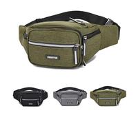 Risipu Marsupio con 6 tasche, unisex, leggero, grande capacità, cintura regolabile per passeggiate con il cane, corsa, escursionismo, campeggio, ciclismo, Verde, Classico