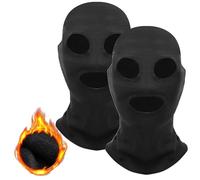 Risipu Maschera invernale a 3 fori per sport all'aria aperta, copertura integrale per sci, passamontagna in pile caldo per adulti, sci, moto, vento, sole, protezione UV, Nero , Taglia unica