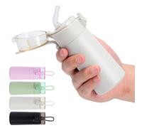 Risipu Piccola borraccia da 150 ml con cannuccia, mini thermos per bevande calde e fredde, apertura con una sola mano, coperchio a tenuta stagna, in acciaio inox, portatile, per caffè, latte, succhi