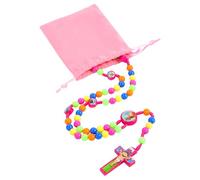 Risipu Rosario con perline colorate, rosario per imparare a pregare, per bambini, con sacchetto regalo in velluto, regalo per Natale, Pasqua e battesimo cattolico, Legno