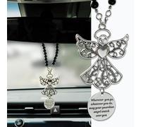 Rislobx Ali d'angelo ornamenti da appendere per specchietto retrovisore dell'auto, in metallo, ciondolo a forma di ali d'angelo custode, decorazione per specchietto retrovisore, decorazione per