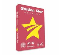 risma carta a3 Golden Star 80 gr · 500 fogli (1 risma) · A3 297x420 mm · per Stampanti Laser/Inkjet e Fotocopiatrici · bianca