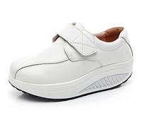 rismart Donna Cuneo Hook & Loop Comodo Carino Pelle Addestratore Scarpe Sneaker SN8787(Bianca,EU39)