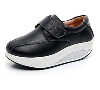 rismart Donna Cuneo Hook & Loop Comodo Carino Pelle Addestratore Scarpe Sneaker SN8787(Nero,EU41.5)