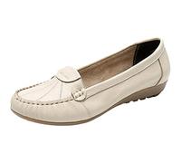 rismart Mocassini Donna Comode Scarpe di Pelle Casuale Lavoro Mocassino Beige 39 EU