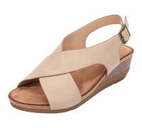 rismart Sandali Donna con Zeppa Basso Tacco Croce di Criss Punta Aperta Scarpe Estive Albicocca,40