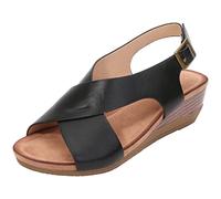 rismart Sandali Donna con Zeppa Basso Tacco Croce di Criss Punta Aperta Scarpe Estive Nero,41