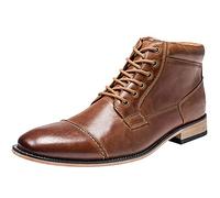 rismart Uomo Caviglia Tondo Dito del Piede Stringate Inteligente Affari Stivali Chukka SN01811(Marrone,43 EU)