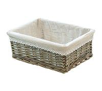rismart Vimini Rattan Cestini per Servire Pane Spuntini Conservazione Fatto a Mano Decoro Ciotola Grigio