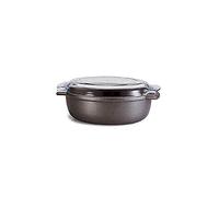 RISOLI' rostiera ovale alluminio fuso alto spessore cm 36 con coperchio - nero alluminio 00109F/36T00