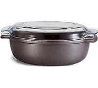 RISOLI' rostiera ovale alluminio fuso alto spessore cm 36 con coperchio - nero alluminio 00109F/36T00