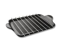 RISOLI' | EXPLORA, Piastra Brochette Grill 47x26 cm, con 8 Spiedini in Acciaio, Alto Spessore 8 mm, per Barbecue, Gas o Forno, in Alluminio Fuso Riciclato, Made in Italy, No Induzione