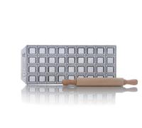 RISOLI' | RAVIOLCASA, Stampo per Ravioli per Realizzare 36 Ravioli, in Alluminio Pressofuso Riciclato, Incluso Mattarello in Legno, Made in Italy