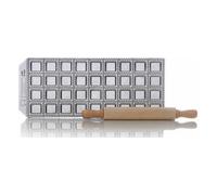 RISOLI' | RAVIOLCASA, Stampo per Ravioli per Realizzare 36 Ravioli, in Alluminio Pressofuso Riciclato, Incluso Mattarello in Legno, Made in Italy