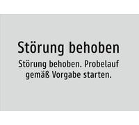 Risolto interferenza - Correzione delle interferenze - Avvio di prova secondo le specifiche - Cartello in alluminio A2: 594 x 420 mm - Senza grafica, solo testo