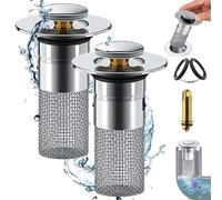 risoluce filtro di scarico,Stainless Steel Basin Drain Filter, stainless Steel Pop-up Bounce Core Basin Drain Filter,stainless Steel Basin Drain Filter,Sink Stopper,Bathroom Pop-up Sink Strainerr-2Pcs