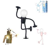 risoluce lampada omino,Changeable Shape Funny Sportsman Night Light,DIY Shape Night Lights, Suction Cup Cute Light Bulb Man,2025 New Changeable Form Ornaments Cute Light Bulb Man for Boys Girls Room