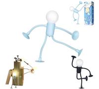 risoluce lampada omino,Changeable Shape Funny Sportsman Night Light,DIY Shape Night Lights, Suction Cup Cute Light Bulb Man,2025 New Changeable Form Ornaments Cute Light Bulb Man for Boys Girls Room