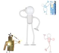 risoluce lampada omino,Changeable Shape Funny Sportsman Night Light,DIY Shape Night Lights, Suction Cup Cute Light Bulb Man,2025 New Changeable Form Ornaments Cute Light Bulb Man for Boys Girls Room