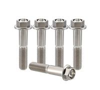 RISON-Titanium 5 Pezzi Bullone Flangiato in Titanio M10x1.25x40mm, Vite a Testa Esagonale con Flangia, Vite di Fissaggio Bulloneria a flangia Viti a Brugola per Bici, Moto, Auto