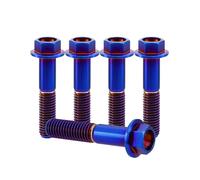 RISON-Titanium 5 Pezzi Bullone Flangiato in Titanio M10x1.5x60mm, Vite a Testa Esagonale con Flangia, Vite di Fissaggio Bulloneria a Flangia Viti a Brugola per Bici, Moto, Auto