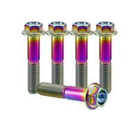 RISON-Titanium 5 Pezzi Bullone Flangiato in Titanio M12x1.25x75mm, Vite a Testa Esagonale con Flangia, Vite di Fissaggio Bulloneria a flangia Viti a Brugola per Bici, Moto, Auto