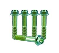 RISON-Titanium 5 Pezzi Bullone Flangiato in Titanio M12x1.25x75mm, Vite a Testa Esagonale con Flangia, Vite di Fissaggio Bulloneria a flangia Viti a Brugola per Bici, Moto, Auto