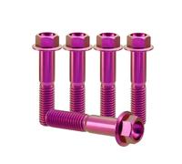 RISON-Titanium 5 Pezzi Bullone Flangiato in Titanio M4x0.7x20mm, Vite a Testa Esagonale con Flangia, Vite di Fissaggio Bulloneria a Flangia Viti a Brugola per Bici, Moto, Auto