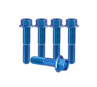 RISON-Titanium 5 Pezzi Bullone Flangiato in Titanio M4x0.7x25mm, Vite a Testa Esagonale con Flangia, Vite di Fissaggio Bulloneria a Flangia Viti a Brugola per Bici, Moto, Auto