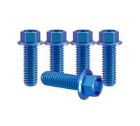 RISON-Titanium 5 Pezzi Bullone Flangiato in Titanio M6x1.0x16mm, Vite a Testa Esagonale con Flangia, Vite di Fissaggio Bulloneria a Flangia Viti a Brugola per Bici, Moto, Auto