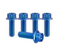 RISON-Titanium 5 Pezzi Bulloni in Titanio con Flangia M10x1.25x25mm, Vite Titanio Testa Esagonale Flangia Forato, Viti Esagonali Flangiate di Fissaggio per Moto