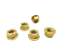 RISON-Titanium 5 Pezzi Dado Flangiato Esagonale in Titanio M12x1.75mm, Dadi Esagonali di Bloccaggio DIN 1661, Dadi a Flangia Autobloccante di Pignone Controdado per Moto