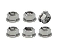 RISON-Titanium 6 Pezzi Dado Flangiato in Titanio M7x1.0mm, Dadi Flangiati senza Dentatura Dado Esagonale Flangia Autobloccante Dado per Pignone per Moto Bicicletta