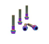 RISON Titanium Bolts Ti Bolt M5*0.8 * 40 Hex Tapered Socket Head 5Pcs Rainbow Titanium Hex Tapered Head Bullt Vite per il gambo della bici M5x0.8x8 10 12 15 16 18 20 25 30 35 40mm