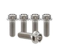 RISON-Titanium Bulloni in Titanio con Flangia M6x1.0x16mm, Vite Titanio Testa Esagonale Flangia Forato, Viti Esagonali Flangiate in Titanio GR5 Vite di Fissaggio, Confezione da 5