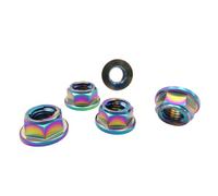 RISON-Titanium Dado Flangiato Esagonale in Titanio M5, Dadi Esagonali con Flangia Autobloccante DIN 1664, Dado di Bloccaggio Controdado in Metallo Flange Lock Nuts per Pignone, Confezione da 5