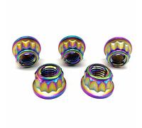 RISON-Titanium Dado in Titanio M6x1.0mm, Bi-Hex Dado Flangiato di Bloccaggio 12PT Controdado Dadi di Flangia Autobloccanti per Pignone per Bicicletta e Moto, Confezione da 5