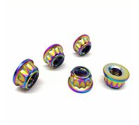 RISON-Titanium Dado in Titanio M8x1.25mm, Bi-Hex Dado Flangiato di Bloccaggio 12PT Controdado Dadi di Flangia Autobloccanti per Pignone per Bicicletta e Moto, Confezione da 5