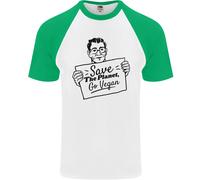 Risparmia The Planet Go per Vegani Globale Riscaldamento DA UOMO S/S T-Shirt