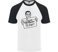 Risparmia The Planet Go per Vegani Globale Riscaldamento DA UOMO S/S T-Shirt