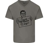 Risparmia The Planet Go per Vegani Globale Riscaldamento Uomo V - Cotone Collo T