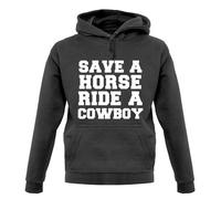 Risparmia Un Cavallo Ride Cowboy - Felpa con Cappuccio / - Adulti - Sesso -
