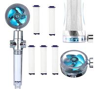 Risparmio Idrico Doccia,Soffioni Doccia,Doccetta,Doccino per Doccia ad Elica ad Alta Pressione, Soffione Doccia Anticalcare Girevole a 360 °,con 5 Elementi Filtranti in PP Cotone(blu)