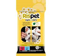 RISPET Salviette per Cani e Gatti, Detergenti e Idratanti per Occhi, Orecchie, Zampe e Pelo, Ingredienti di Origine Naturale - con estratto Biologico di Camomilla, 12 Salviettine