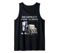 Rispetta i Tuoi Anziani Console di Gioco Retro Funny Gamer Canotta