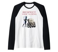 Rispetta i Tuoi Anziani Console di Gioco Retro Funny Gamer Maglia con Maniche Raglan