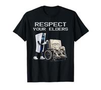 Rispetta i Tuoi Anziani Console di Gioco Retro Funny Gamer Maglietta