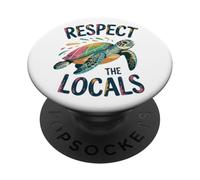 Rispetta il design dell'oceano delle tartarughe marine della gente del posto PopSockets PopGrip Adesivo